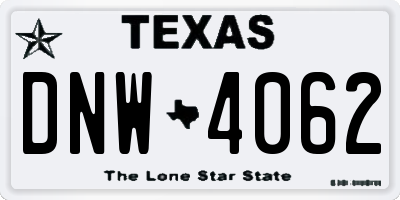 TX license plate DNW4062