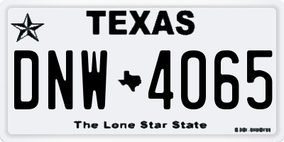 TX license plate DNW4065