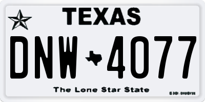 TX license plate DNW4077