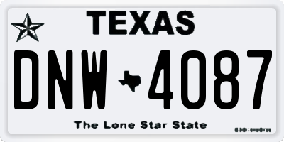 TX license plate DNW4087