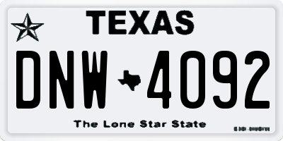 TX license plate DNW4092
