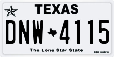 TX license plate DNW4115