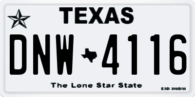 TX license plate DNW4116