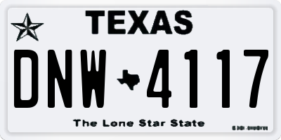 TX license plate DNW4117
