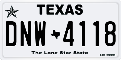 TX license plate DNW4118