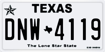 TX license plate DNW4119
