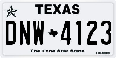 TX license plate DNW4123
