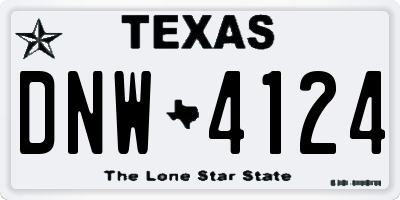 TX license plate DNW4124