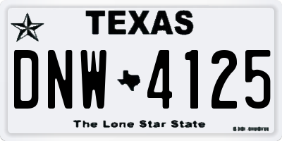 TX license plate DNW4125