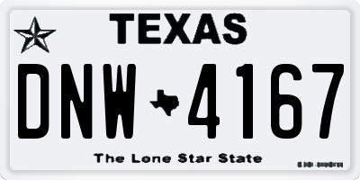 TX license plate DNW4167