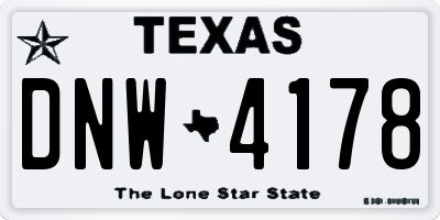 TX license plate DNW4178