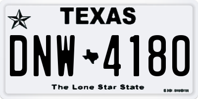 TX license plate DNW4180