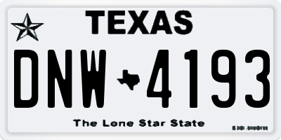 TX license plate DNW4193