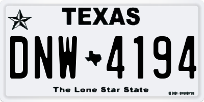 TX license plate DNW4194