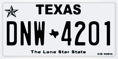 TX license plate DNW4201