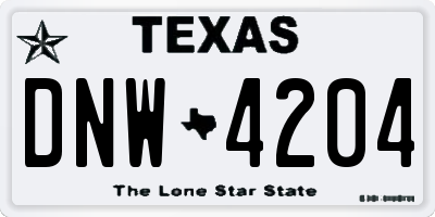 TX license plate DNW4204