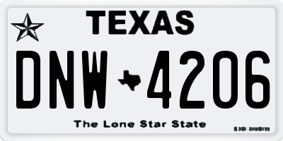 TX license plate DNW4206