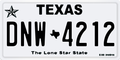 TX license plate DNW4212