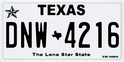 TX license plate DNW4216