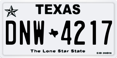 TX license plate DNW4217