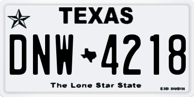 TX license plate DNW4218
