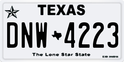 TX license plate DNW4223