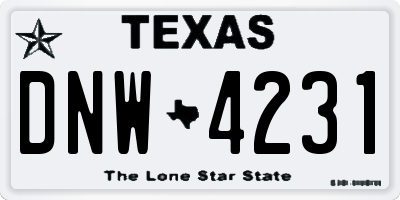 TX license plate DNW4231