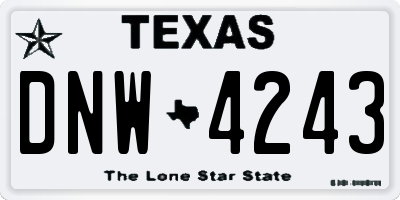 TX license plate DNW4243