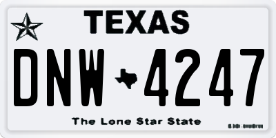 TX license plate DNW4247