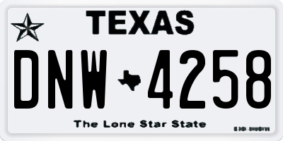 TX license plate DNW4258