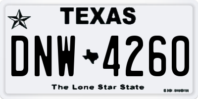 TX license plate DNW4260