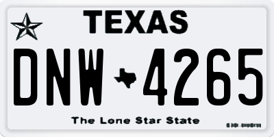 TX license plate DNW4265