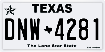 TX license plate DNW4281