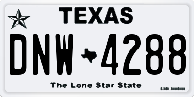 TX license plate DNW4288