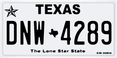 TX license plate DNW4289