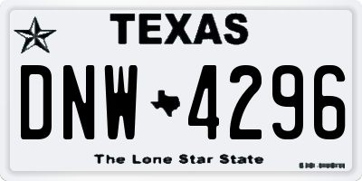 TX license plate DNW4296
