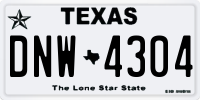 TX license plate DNW4304