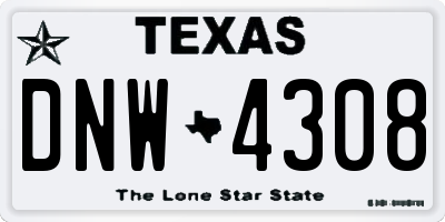 TX license plate DNW4308