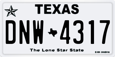 TX license plate DNW4317