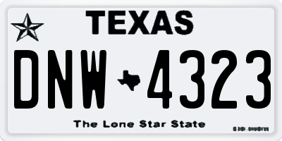 TX license plate DNW4323