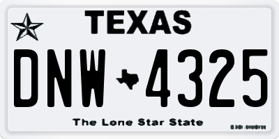 TX license plate DNW4325