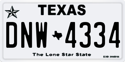 TX license plate DNW4334