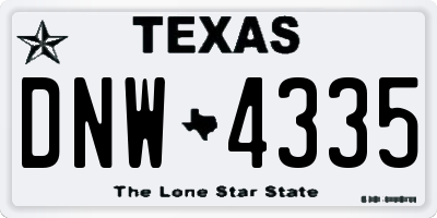 TX license plate DNW4335