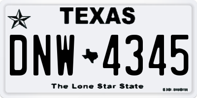 TX license plate DNW4345