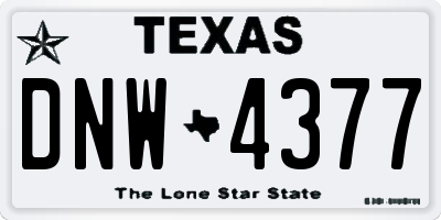 TX license plate DNW4377