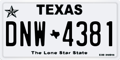 TX license plate DNW4381