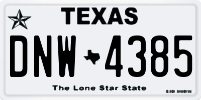 TX license plate DNW4385