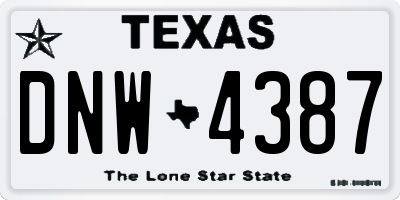 TX license plate DNW4387