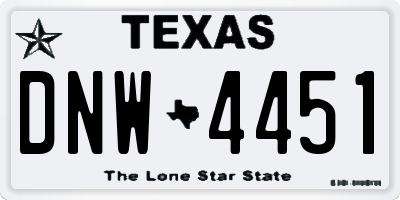 TX license plate DNW4451