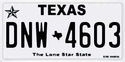 TX license plate DNW4603